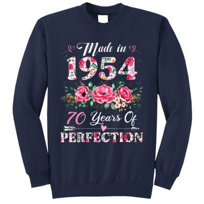 70 Year Old Made In 1954 Floral 70th Birthday Gifts Tall Sweatshirt