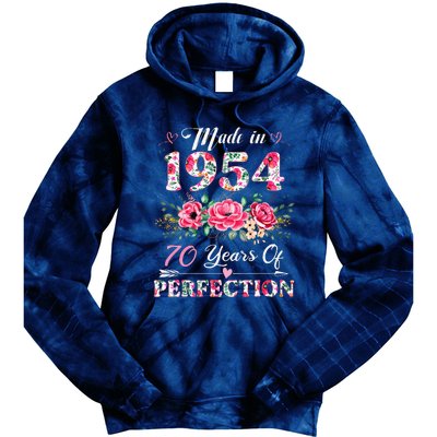 70 Year Old Made In 1954 Floral 70th Birthday Gifts Tie Dye Hoodie