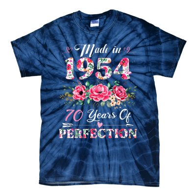 70 Year Old Made In 1954 Floral 70th Birthday Gifts Tie-Dye T-Shirt