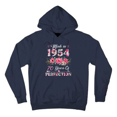 70 Year Old Made In 1954 Floral 70th Birthday Gifts Tall Hoodie