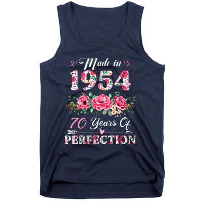 70 Year Old Made In 1954 Floral 70th Birthday Gifts Tank Top