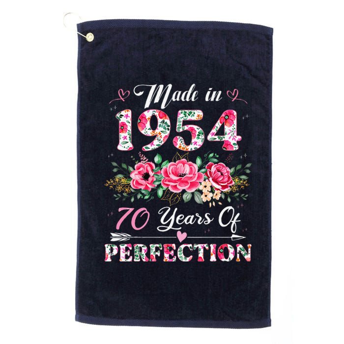 70 Year Old Made In 1954 Floral 70th Birthday Gifts Platinum Collection Golf Towel