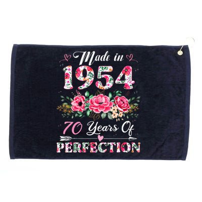 70 Year Old Made In 1954 Floral 70th Birthday Gifts Grommeted Golf Towel