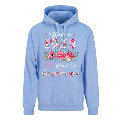 70 Year Old Made In 1954 Floral 70th Birthday Gifts Unisex Surf Hoodie