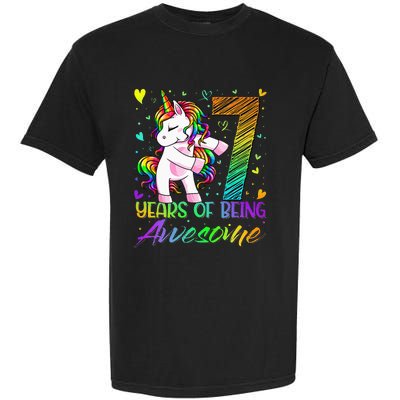 7 Year Old Gifts Unicorn Flossing 7th Birthday Girl Party Garment-Dyed Heavyweight T-Shirt