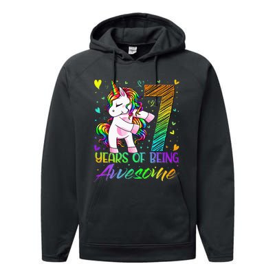 7 Year Old Gifts Unicorn Flossing 7th Birthday Girl Party Performance Fleece Hoodie