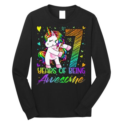 7 Year Old Gifts Unicorn Flossing 7th Birthday Girl Party Long Sleeve Shirt