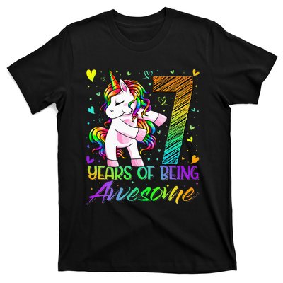 7 Year Old Gifts Unicorn Flossing 7th Birthday Girl Party T-Shirt