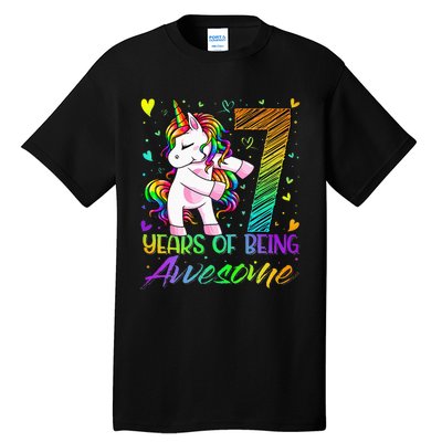 7 Year Old Gifts Unicorn Flossing 7th Birthday Girl Party Tall T-Shirt