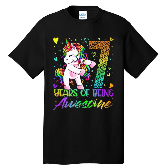 7 Year Old Gifts Unicorn Flossing 7th Birthday Girl Party Tall T-Shirt