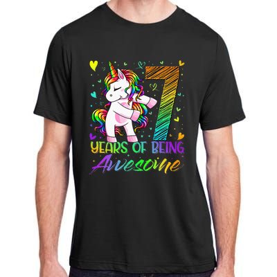 7 Year Old Gifts Unicorn Flossing 7th Birthday Girl Party Adult ChromaSoft Performance T-Shirt