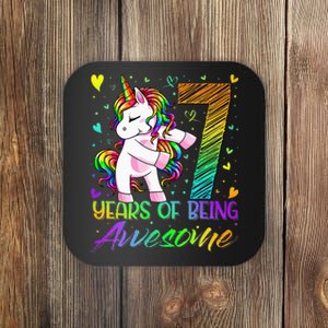 7 Year Old Gifts Unicorn Flossing 7th Birthday Girl Party Coaster