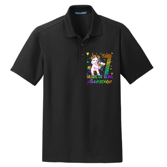 7 Year Old Gifts Unicorn Flossing 7th Birthday Girl Party Dry Zone Grid Polo