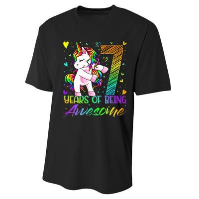 7 Year Old Gifts Unicorn Flossing 7th Birthday Girl Party Performance Sprint T-Shirt