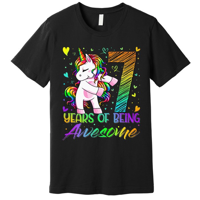 7 Year Old Gifts Unicorn Flossing 7th Birthday Girl Party Premium T-Shirt