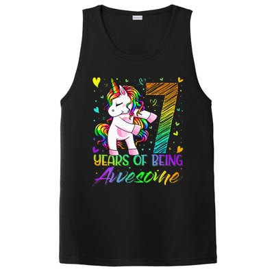 7 Year Old Gifts Unicorn Flossing 7th Birthday Girl Party PosiCharge Competitor Tank