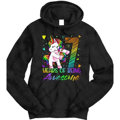 7 Year Old Gifts Unicorn Flossing 7th Birthday Girl Party Tie Dye Hoodie