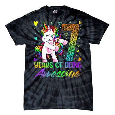 7 Year Old Gifts Unicorn Flossing 7th Birthday Girl Party Tie-Dye T-Shirt