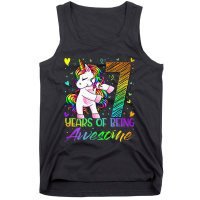 7 Year Old Gifts Unicorn Flossing 7th Birthday Girl Party Tank Top