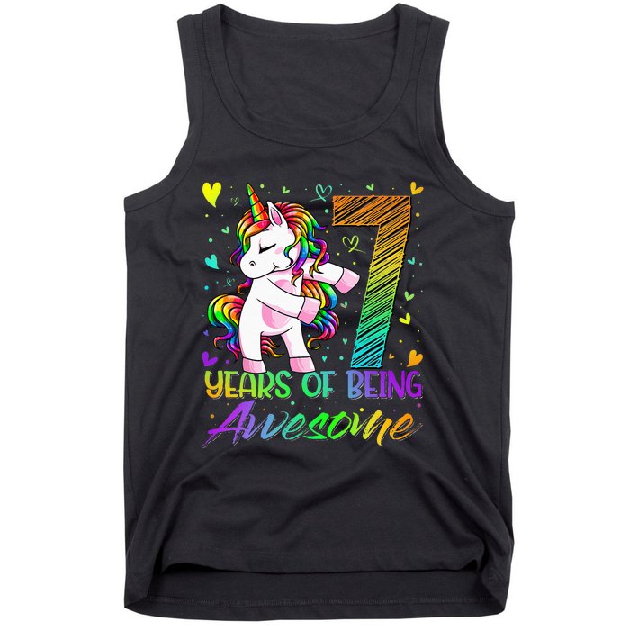 7 Year Old Gifts Unicorn Flossing 7th Birthday Girl Party Tank Top