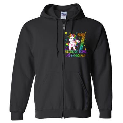 7 Year Old Gifts Unicorn Flossing 7th Birthday Girl Party Full Zip Hoodie