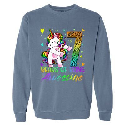 7 Year Old Gifts Unicorn Flossing 7th Birthday Girl Party Garment-Dyed Sweatshirt