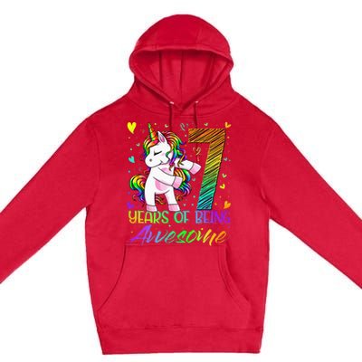 7 Year Old Gifts Unicorn Flossing 7th Birthday Girl Party Premium Pullover Hoodie