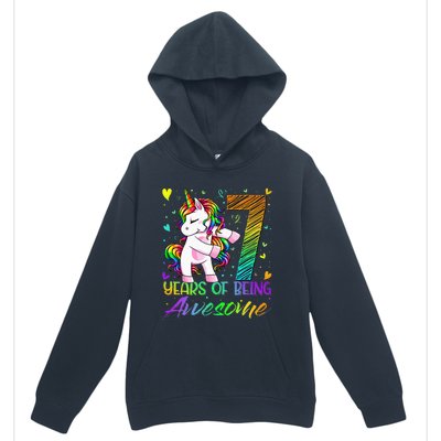 7 Year Old Gifts Unicorn Flossing 7th Birthday Girl Party Urban Pullover Hoodie