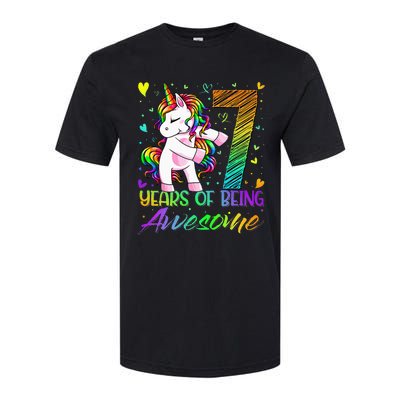 7 Year Old Gifts Unicorn Flossing 7th Birthday Girl Party Softstyle CVC T-Shirt