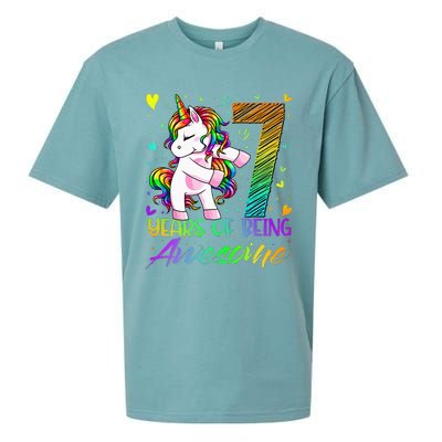 7 Year Old Gifts Unicorn Flossing 7th Birthday Girl Party Sueded Cloud Jersey T-Shirt