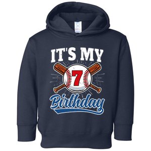 7 Years Old Baseball Player 7th Birthday Party Boy Girl Toddler Hoodie