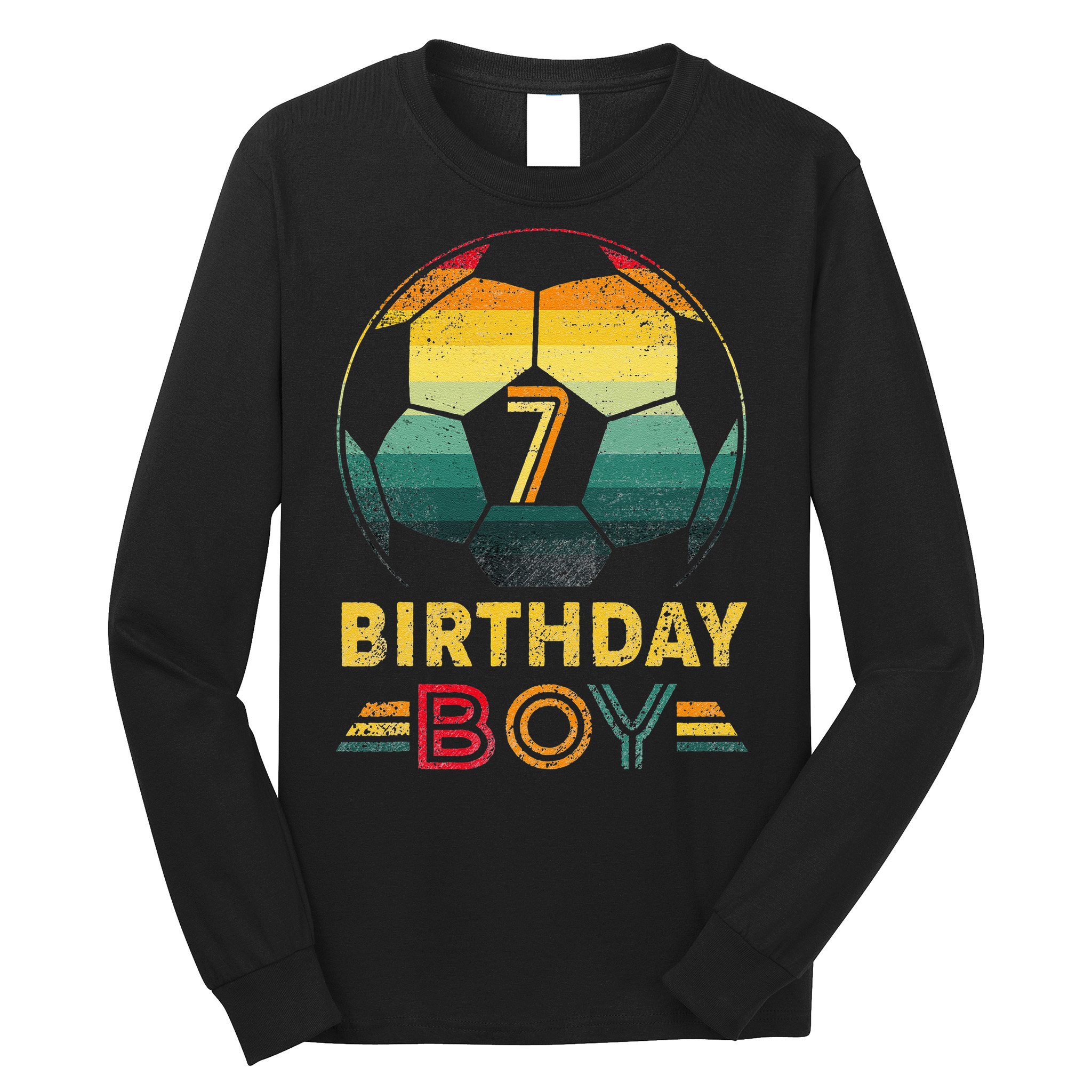 7 Year Old Gifts Football Soccer Player 7th Birthday Long Sleeve Shirt