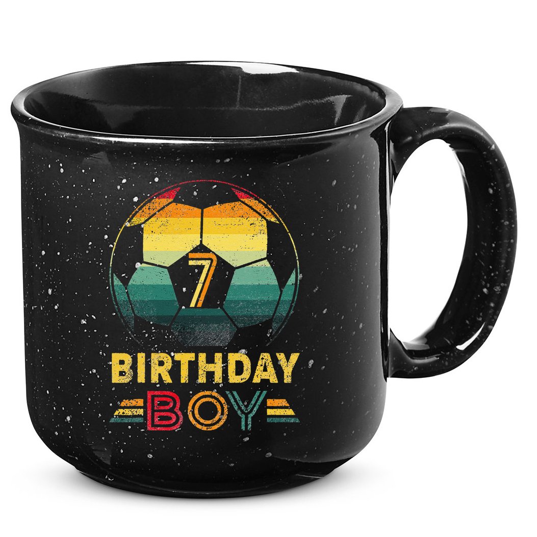 7 Year Old Gifts Football Soccer Player 7th Birthday 15oz Campfire Ceramic Mug