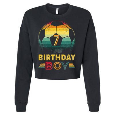 7 Year Old Gifts Football Soccer Player 7th Birthday Cropped Pullover Crew