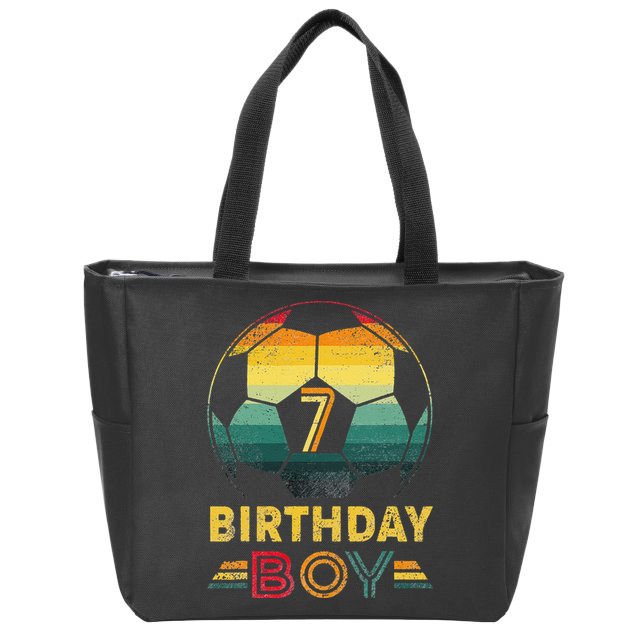 7 Year Old Gifts Football Soccer Player 7th Birthday Zip Tote Bag