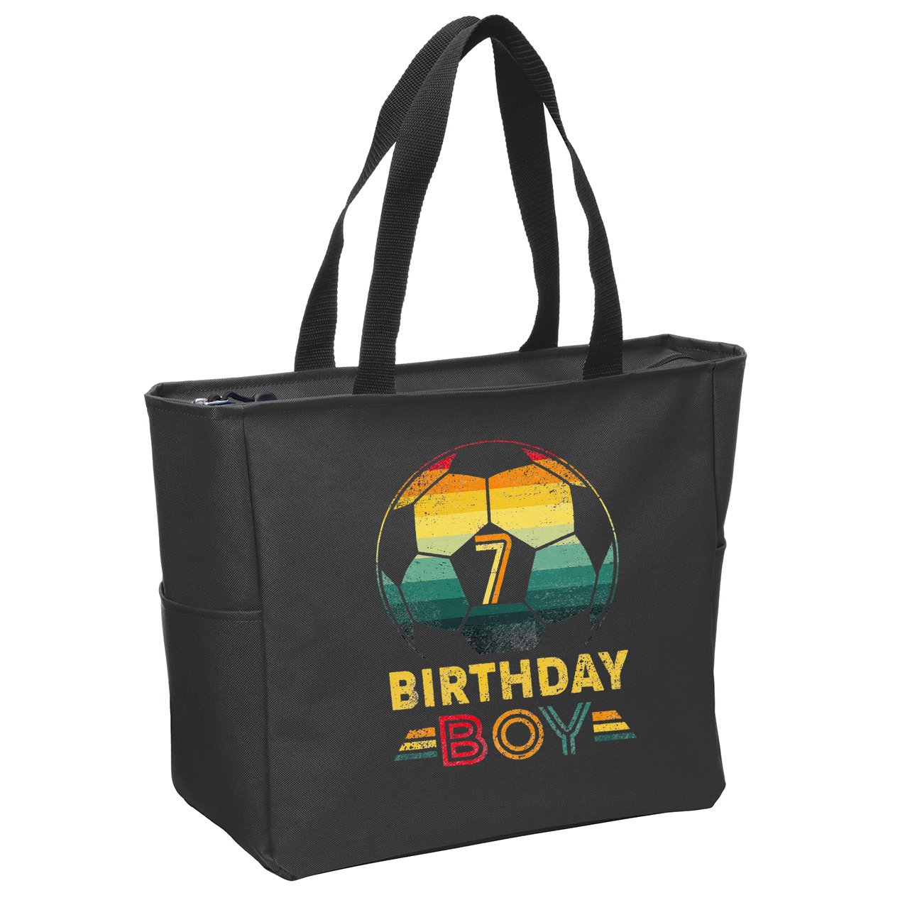 7 Year Old Gifts Football Soccer Player 7th Birthday Zip Tote Bag