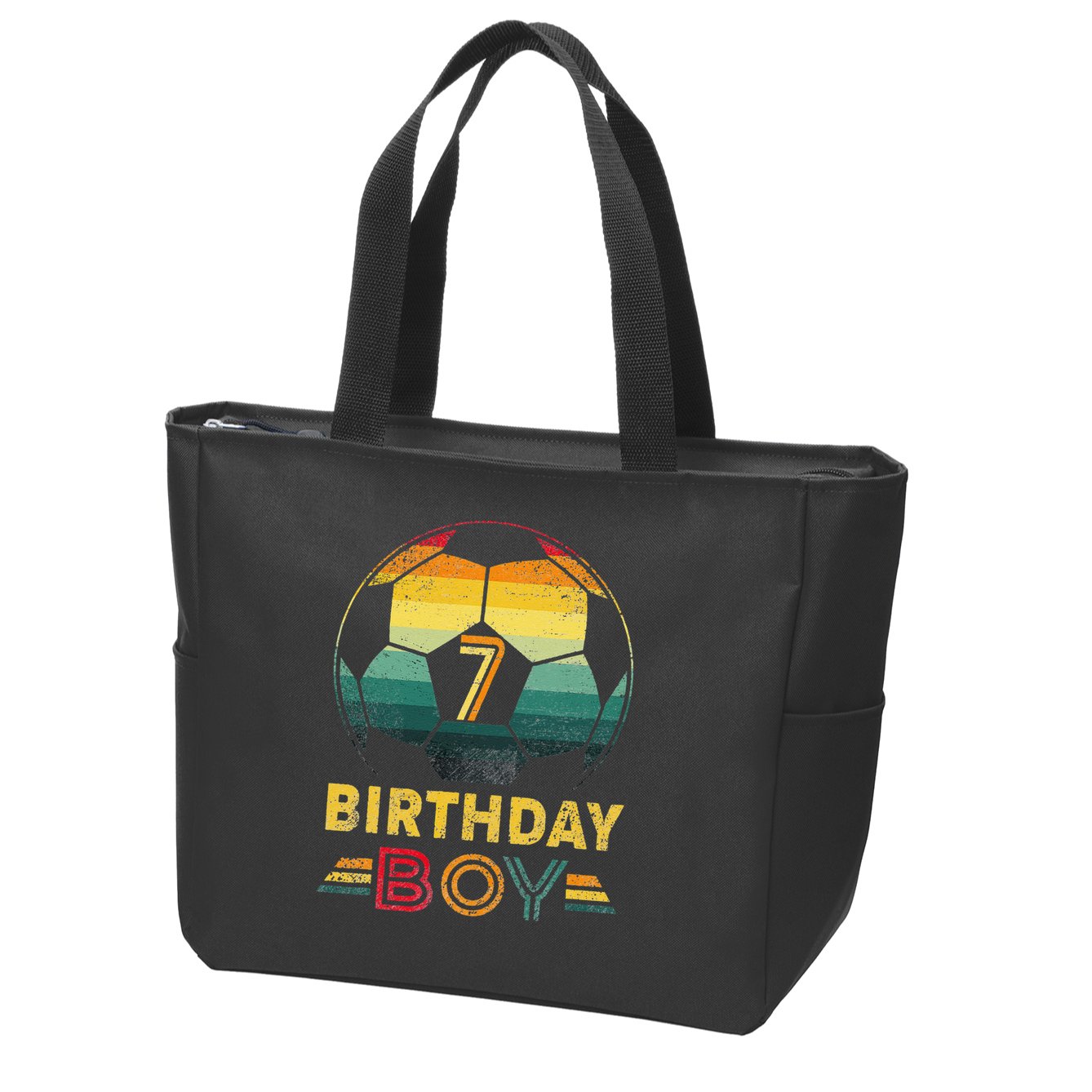 7 Year Old Gifts Football Soccer Player 7th Birthday Zip Tote Bag
