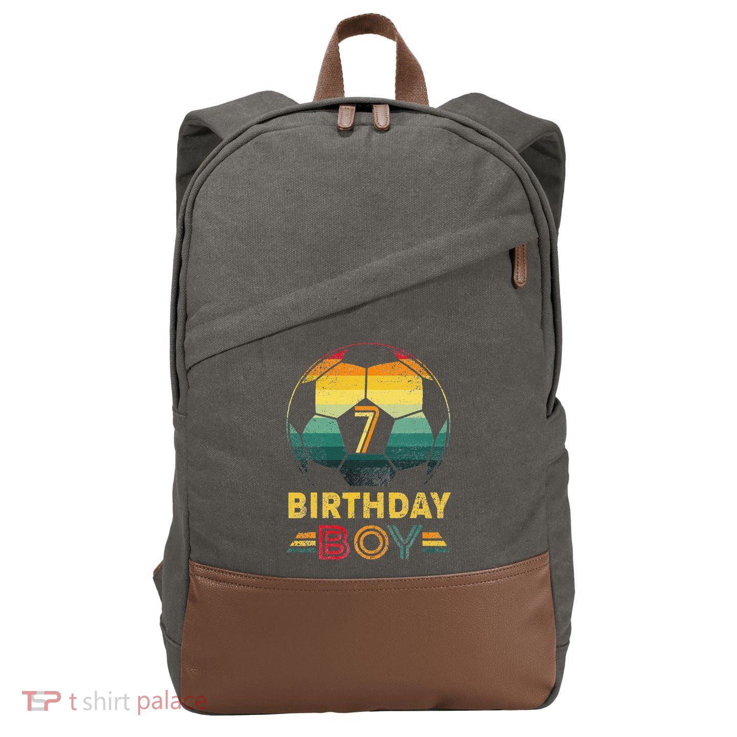7 Year Old Gifts Football Soccer Player 7th Birthday Cotton Canvas Backpack