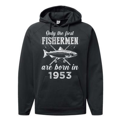 70 Years Old Seventy Grandpa Fish 70th Birthday Fishing Performance Fleece Hoodie