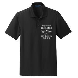 70 Years Old Seventy Grandpa Fish 70th Birthday Fishing Dry Zone Grid Polo