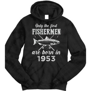 70 Years Old Seventy Grandpa Fish 70th Birthday Fishing Tie Dye Hoodie