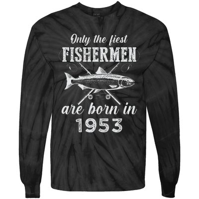 70 Years Old Seventy Grandpa Fish 70th Birthday Fishing Tie-Dye Long Sleeve Shirt