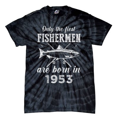 70 Years Old Seventy Grandpa Fish 70th Birthday Fishing Tie-Dye T-Shirt