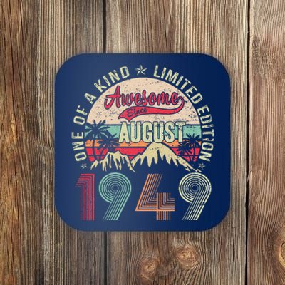 74 Years Old Gifts Vintage August 1949 Gifts 74th Birthday Coaster