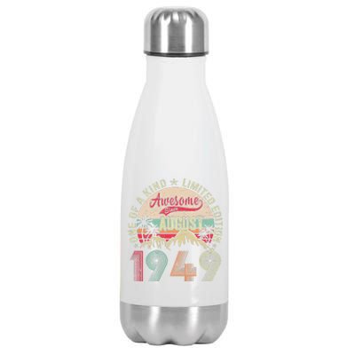 74 Years Old Gifts Vintage August 1949 Gifts 74th Birthday Stainless Steel Insulated Water Bottle