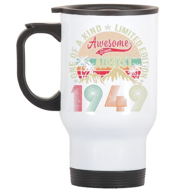 74 Years Old Gifts Vintage August 1949 Gifts 74th Birthday Stainless Steel Travel Mug