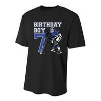  7 Year Old Ice Hockey Themed Birthday Party 7th Boy Gift Youth Performance Sprint T-Shirt