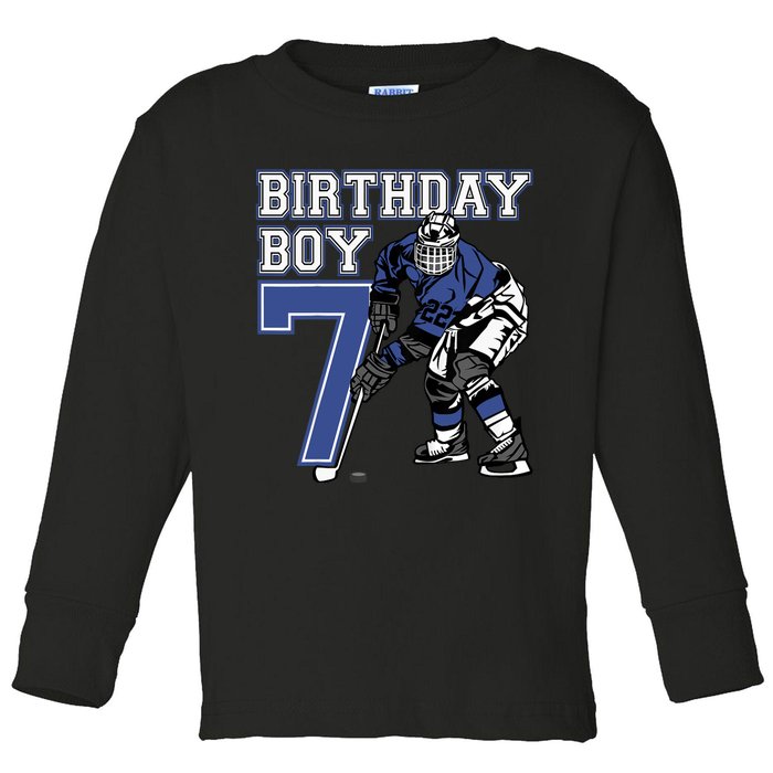  7 Year Old Ice Hockey Themed Birthday Party 7th Boy Gift Toddler Long Sleeve Shirt