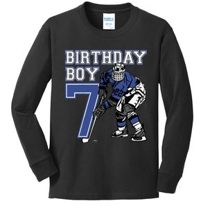  7 Year Old Ice Hockey Themed Birthday Party 7th Boy Gift Kids Long Sleeve Shirt