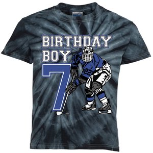  7 Year Old Ice Hockey Themed Birthday Party 7th Boy Gift Kids Tie-Dye T-Shirt